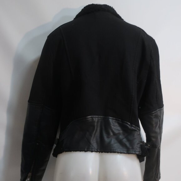 Womens BLANK NYC Black Faux Leather Fleece Lined Jacket L - Picture 6 of 10